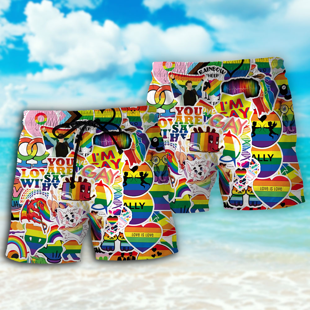 LGBT Rainbow Pride Bold Identity Beach Shorts For Tropical Getaways And Weekend Adventures