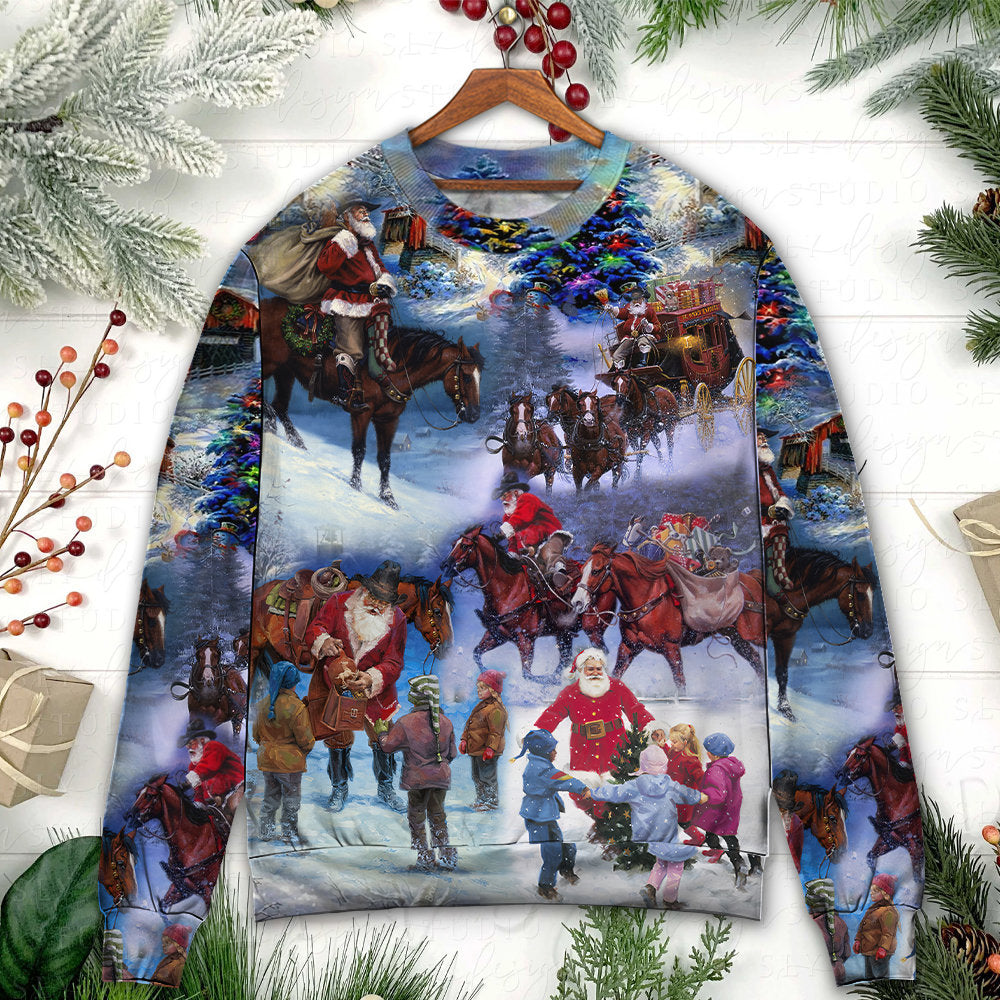 Christmas Santa Cowboy Children Sweater For Festive Events Weekend Outings And Comfortable Winter Style