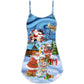 Christmas Santa And Snowman Friends V-Neck Sleeveless Cami Dress For Festive Events And Casual Summer Styling