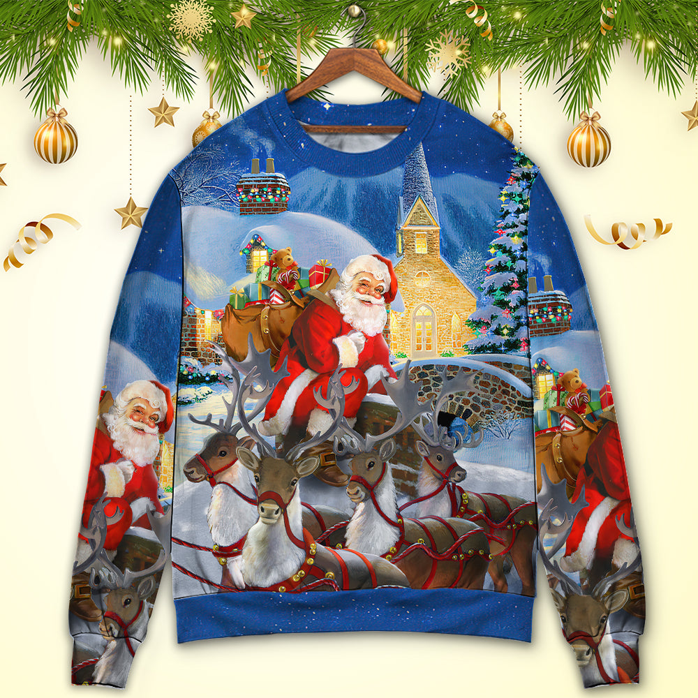 Christmas Santa Reindeer Gift Sweater For Festive Events Weekend Outings And Comfortable Winter Style