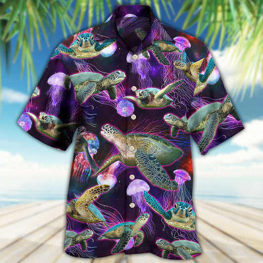 Neon Turtle Ocean Sea Hawaiian Shirt Relaxed Style View For Weekend Trips