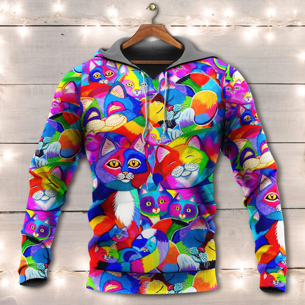 Colorful Cat Rainbow Hoodie For Pride Festivals Community Events And Colorful Everyday Style