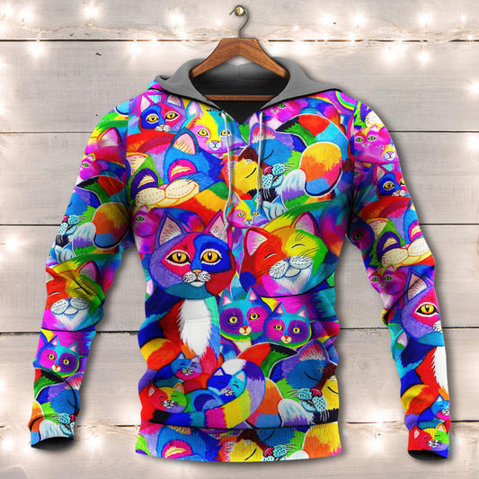 Colorful Cat Rainbow Hoodie For Pride Festivals Community Events And Colorful Everyday Style