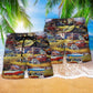 Classic Car Blessing Beach Shorts For Summer Vacation And Coastal Travel
