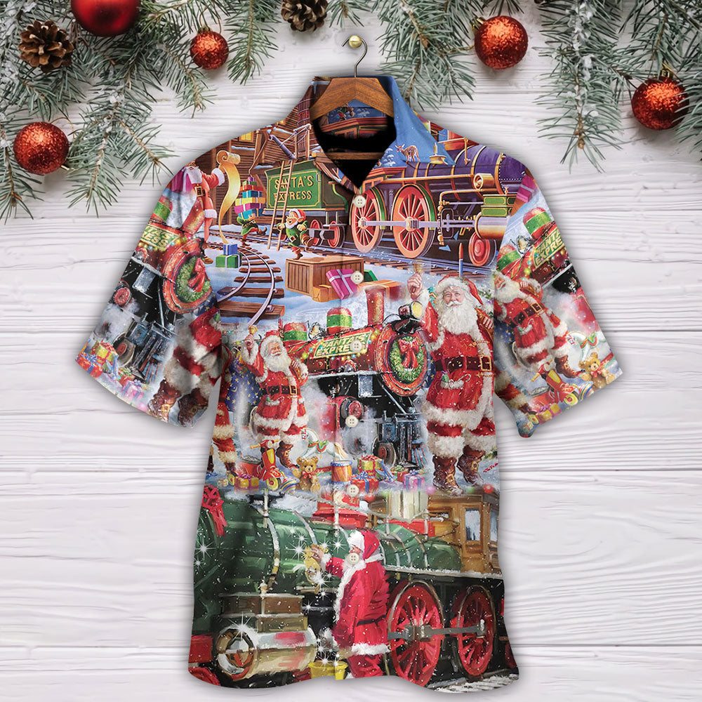 Christmas Santa Snow Village Spirit Giving Hawaiian Shirt Design View For Casual Summer Styling