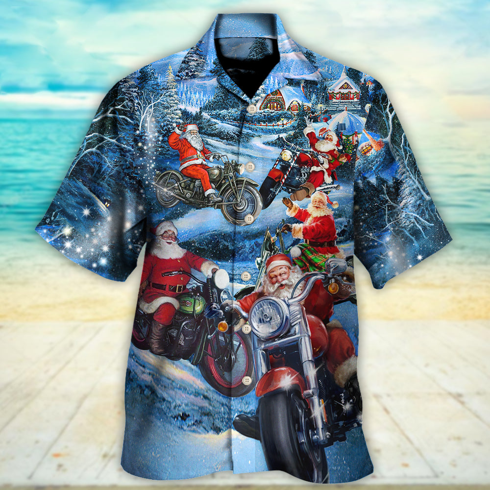 Festive Christmas Driving Town Hawaiian Shirt Design View For Casual Summer Styling
