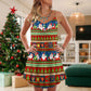 Christmas Santa Holiday Joy V-Neck Sleeveless Cami Dress For Festive Events And Casual Summer Styling