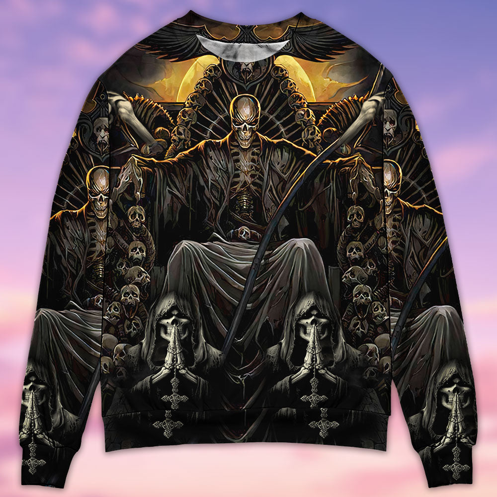 Dark Grim Skull Sweater For Fantasy Fans Casual Outings And Weekend Adventures