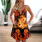 Dragon Fireball Madness V-Neck Sleeveless Cami Dress For Mythical Art Lovers And Relaxed Warm Weather Fashion