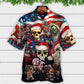 Skull Christmas US Flag Horror Skeleton Hawaiian Shirt For Poolside Relaxation And Sunny Getaways