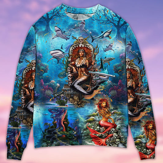 Mermaid And Skull Fantasy Sweater For Fantasy Fans Casual Outings And Weekend Adventures