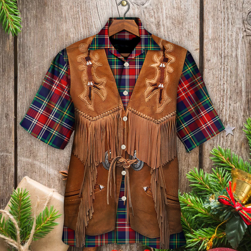 Christmas Santa String Sleeveless Leather Hawaiian Shirt Artwork View For Weekend Travel And Beach Style