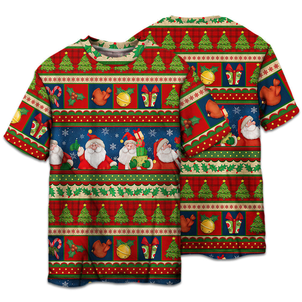 Happy Santa Christmas Short Sleeve Pajamas Set For Winter Nights And Thoughtful Gifting