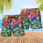 Starfish Seashell Beach Shorts Pattern Detail For Poolside Fun And Relaxed Casual Style