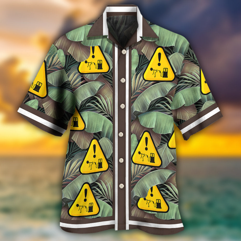 Funny Tropical Gas Pump Screwed Leaf Hawaiian Shirt Design Detail For Sunny Adventures And Casual Wear