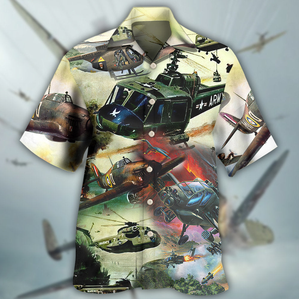 Military Creative Pattern Hawaiian Shirt Front Pattern View For Beach Days