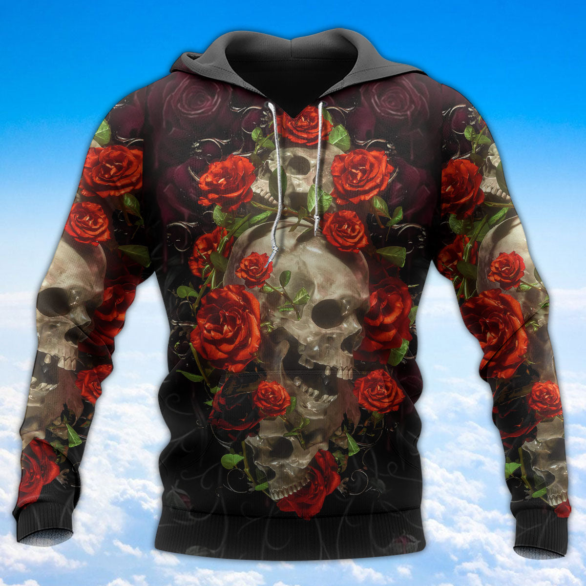 Skull Roses Hoodie For Gothic Inspired Travel Casual Style And Gift Giving