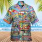 Bohemian Colorful Van Peace Hawaiian Shirt For Summer Vacation And Beach Travel