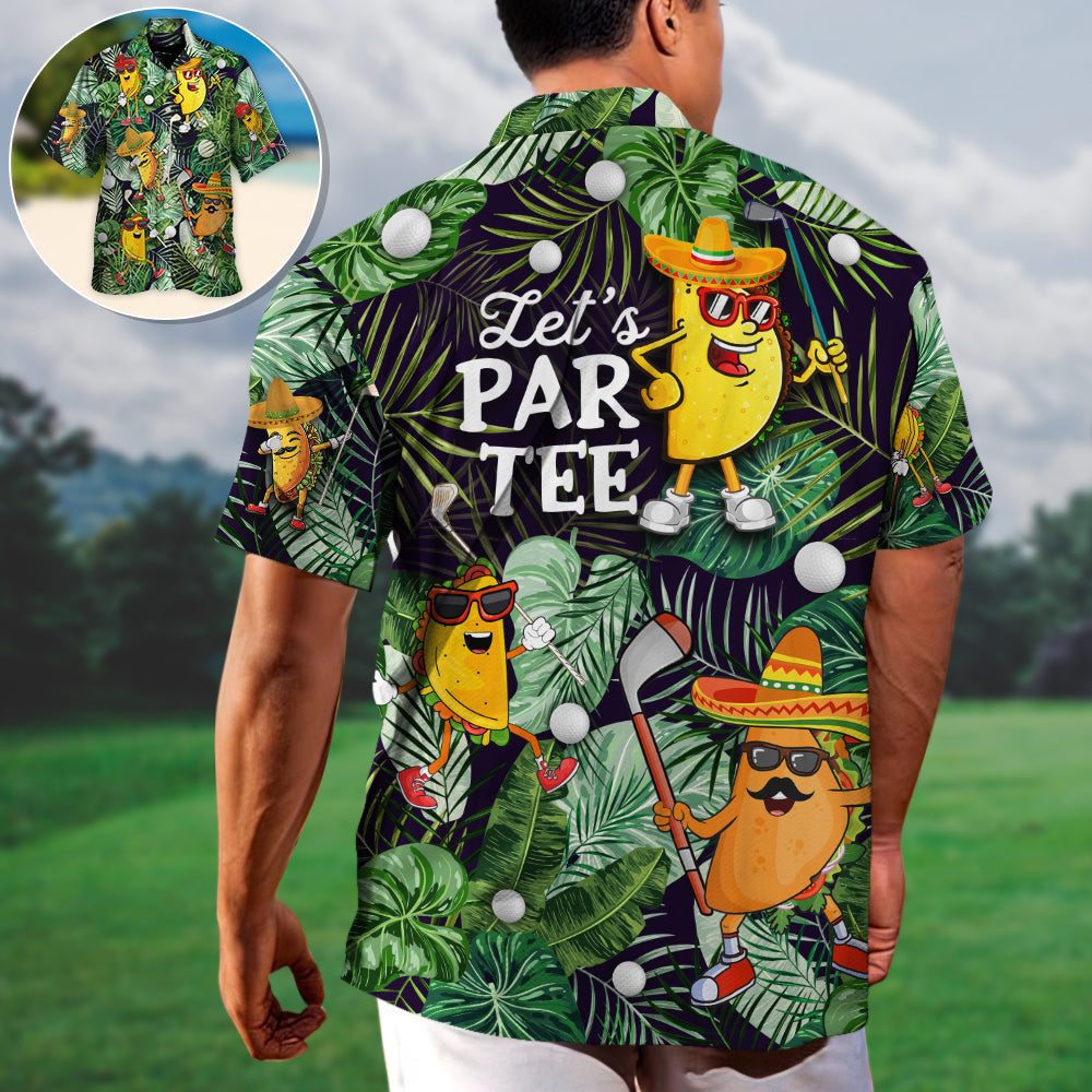 Tropical Funny Golf Taco Hawaiian Shirt For Coastal Travel, Casual Events, And Comfortable Summer Wear
