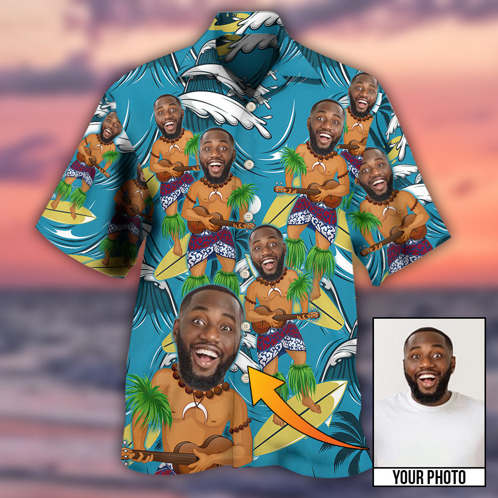Surf Face Aloha Trip Custom Photo Hawaiian Shirt Design View For Resort Travel And Thoughtful Gifting