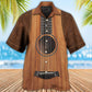 Vintage Guitar Music Hawaiian Shirt Collar And Front View For Beach Days