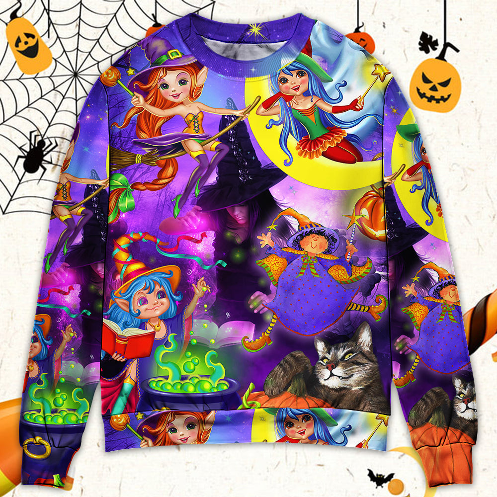 Halloween Cute Witch Ghost Magic Forest Sweater For Casual Wear Parties And Thoughtful Gifting
