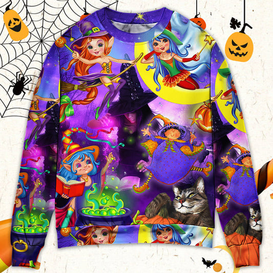 Halloween Cute Witch Ghost Magic Forest Sweater For Casual Wear Parties And Thoughtful Gifting