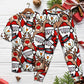 Cute Santa And Holiday Reindeer Short Sleeve Pajamas Set For Christmas Sleepwear And Family Lounging