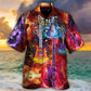 Colorful Guitar Acoustic Music Hawaiian Shirt Artwork Detail For Tropical Trips And Casual Outings