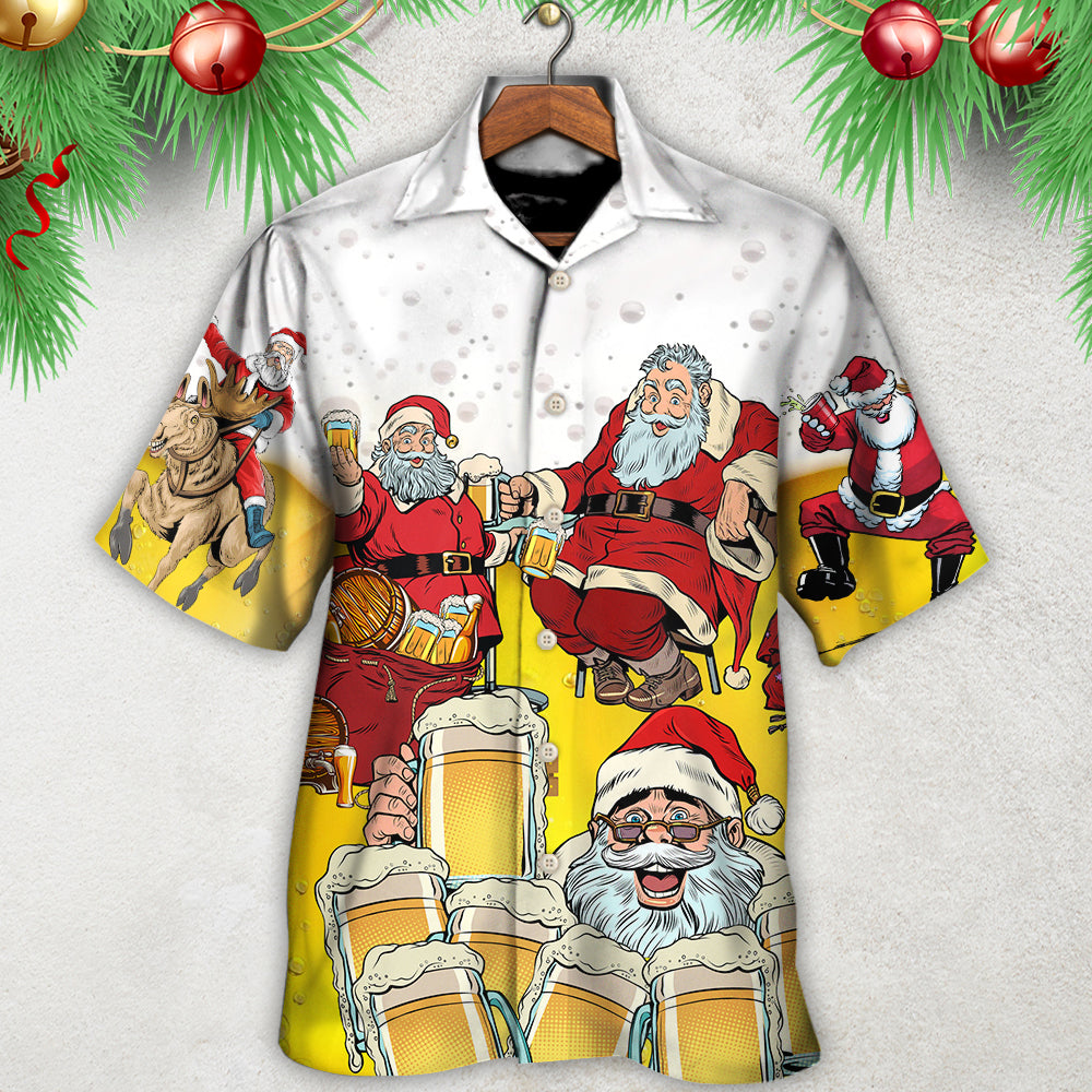 Christmas Santa Beer Hawaiian Shirt Artwork View For Coastal Escapes And Resort Style