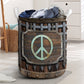 Hippie Vintage Sign Laundry Basket For Nursery Dorm And Home Storage