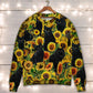 Black Cat Sunflower Sweater For Nature Inspired Fashion Events And Relaxed Everyday Comfort