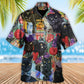 Black Floral Cat Hawaiian Shirt Pattern Detail For Vacation Travel And Daily Wear