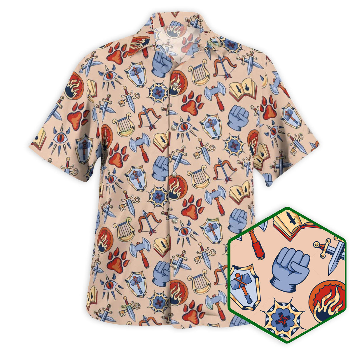 Fantasy Role Medieval Hawaiian Shirt Relaxed Style View For Warm Weather Events