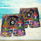Hippie Mushroom Alien Colorful Beach Shorts Graphic Detail For Resort Trips And Casual Outings