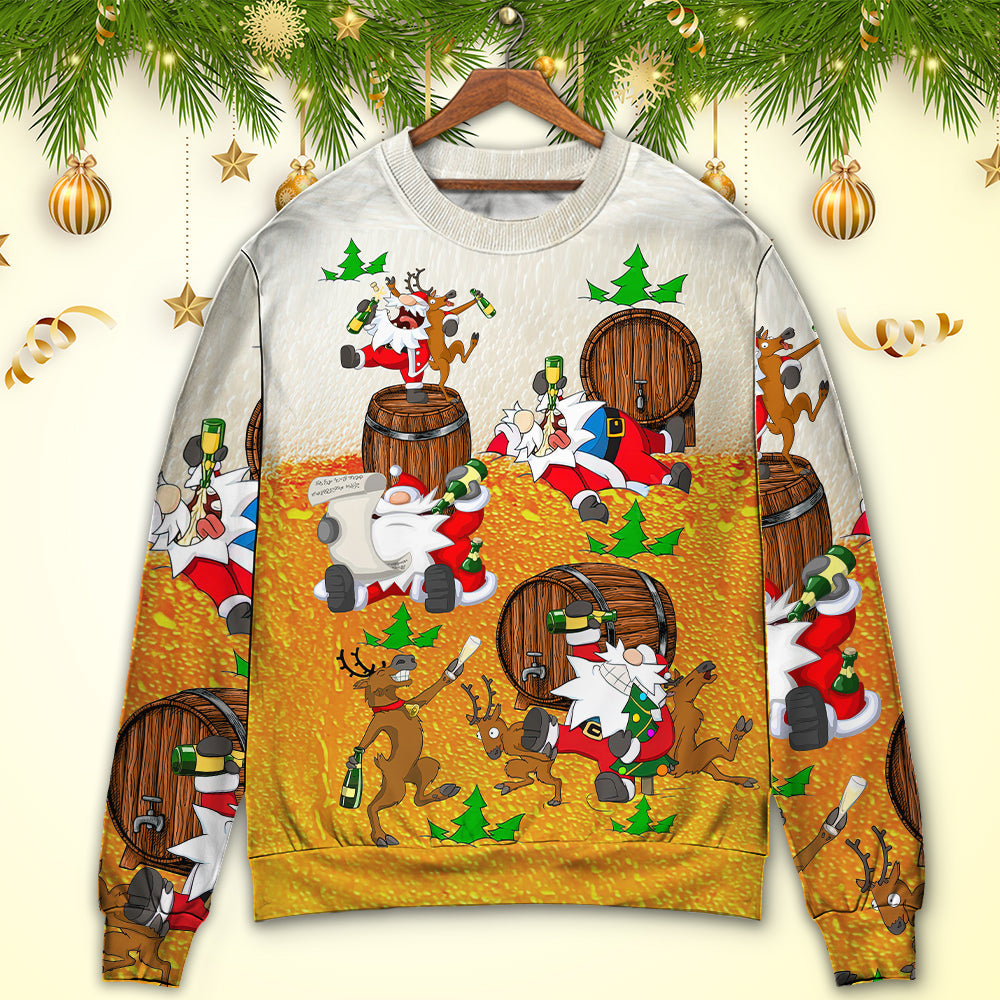 Christmas Santa Drunk Beer Funny Happy Holiday Sweater For Festive Parties Family Photos And Comfortable Seasonal Wear