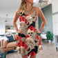 Gothic Skull Rose Raven V-Neck Sleeveless Cami Dress For Bold Summer Events Vacations And Artistic Casual Style