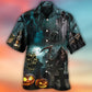 Halloween Dark Ghost Pumpkin Hawaiian Shirt Pattern Detail For Coastal Travel