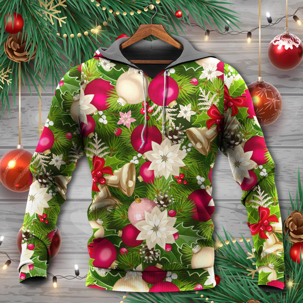 Floral Christmas Fir Tree Poinsettia Hoodie For Holiday Vacations Winter Events And Everyday Comfort