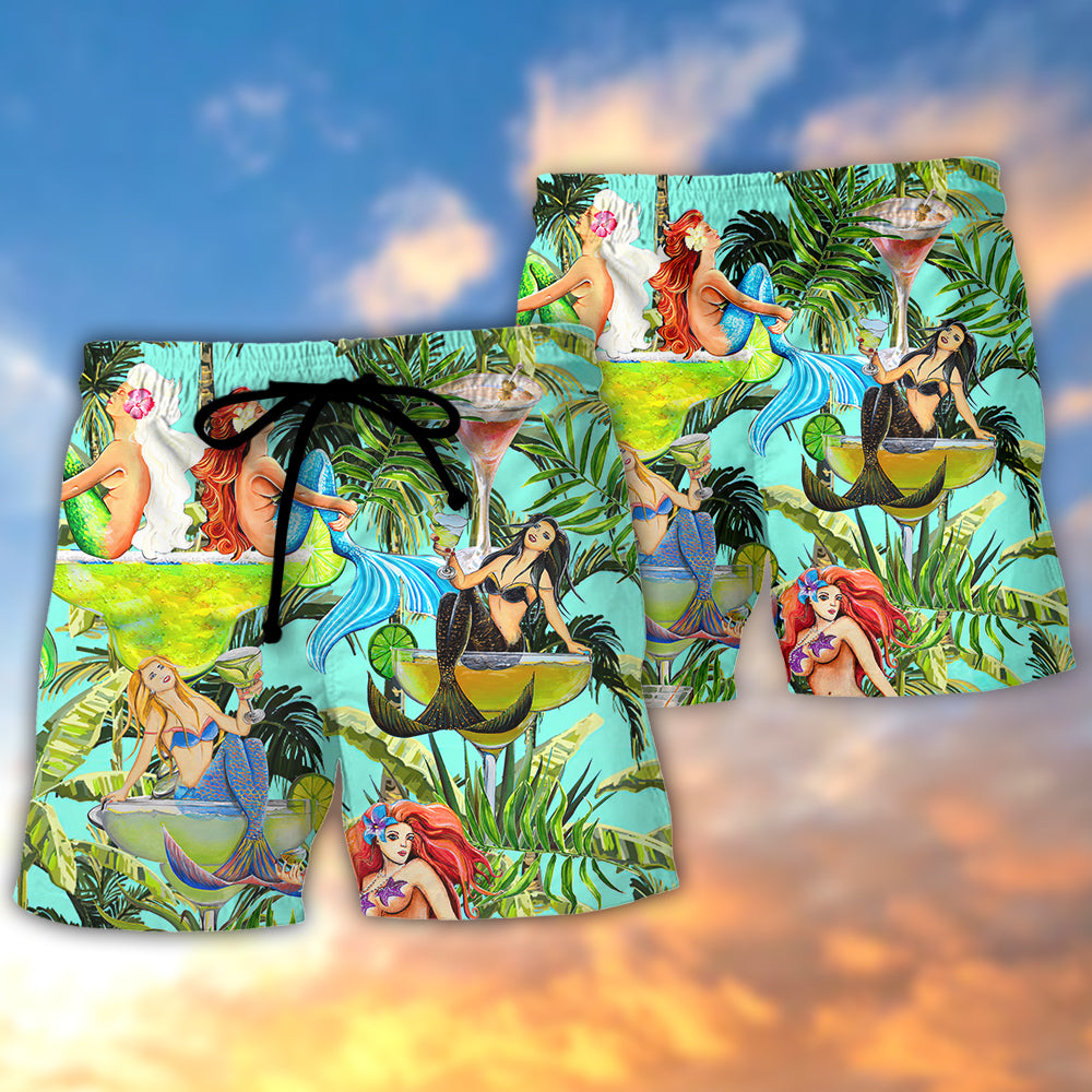 Mermaid Cocktail Fantasy Tropical Beach Shorts Artwork View For Seaside Trips And Casual Style