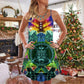 Nordic Green Christmas Style V-Neck Sleeveless Cami Dress For Festive Events And Casual Summer Styling