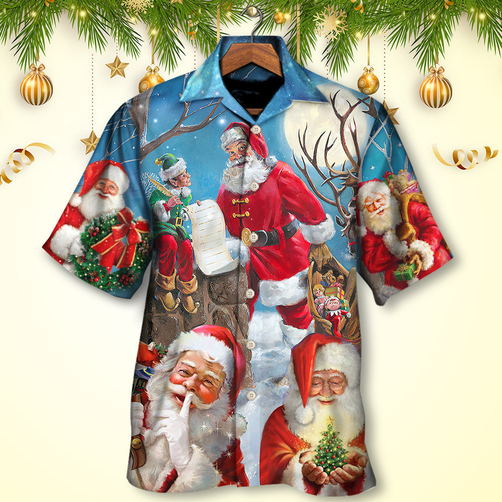 Funny Blue Santa Elf Christmas Sky Hawaiian Shirt For Summer Vacation And Beach Travel
