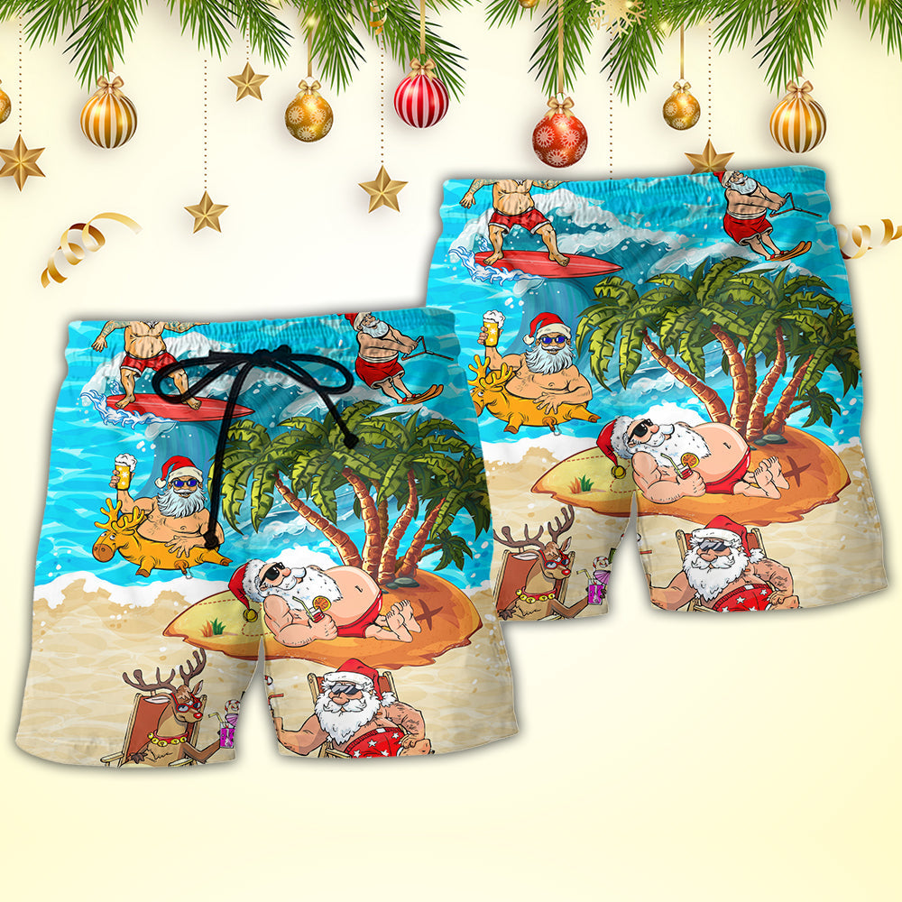 Christmas Santa Chilling Beach Shorts Design Detail For Coastal Escapes And Daily Wear