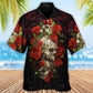 Dark Skull Rose Artistic Hawaiian Shirt For Vacation Days And Relaxed Coastal Outings