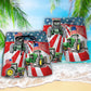 Tractor Watercolor USA Flag Independence Day Beach Shorts Design Detail For Weekend Getaways And Beach Days