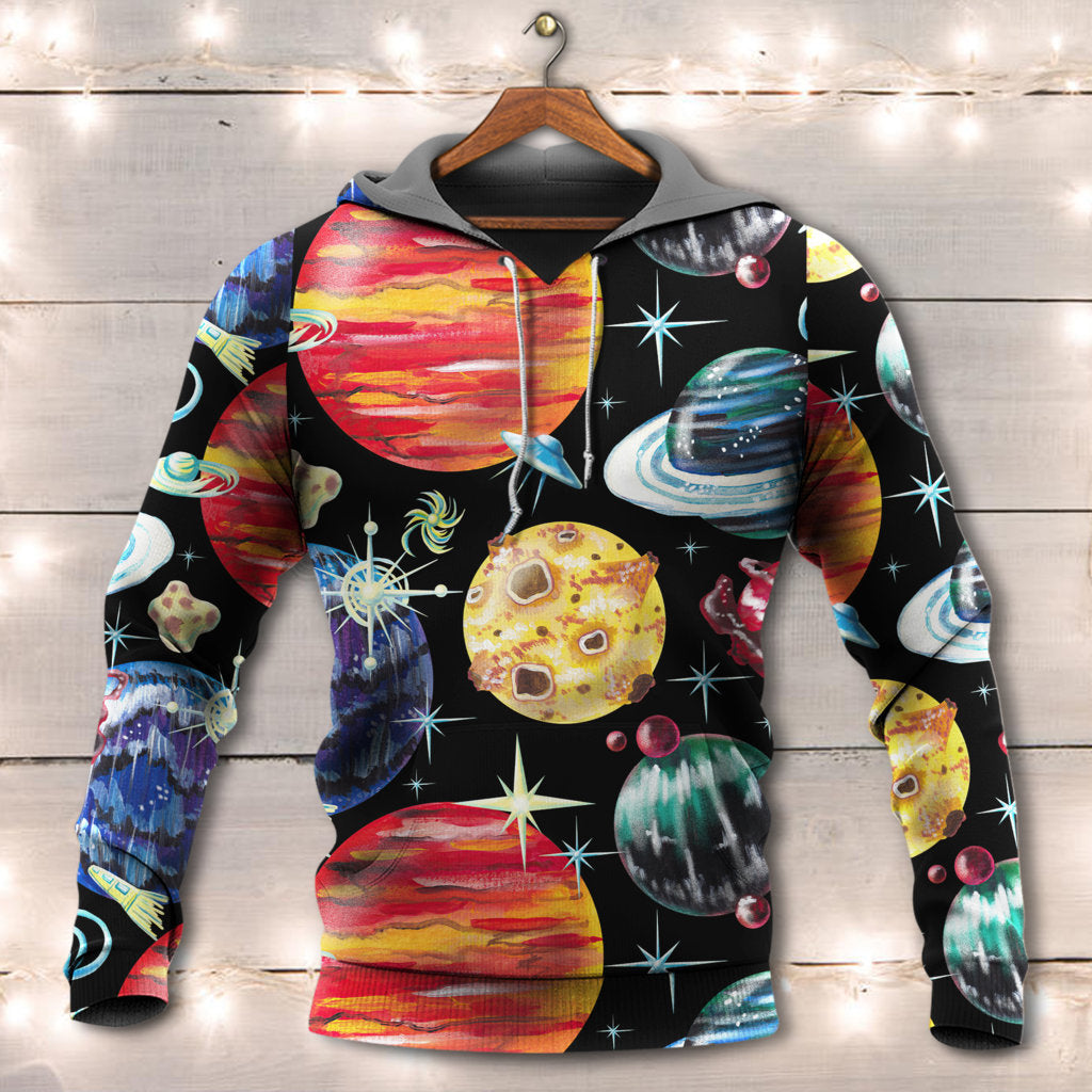 Black Planet Cosmic Hoodie For Comfortable Daily Outfits Holidays And Casual Wear