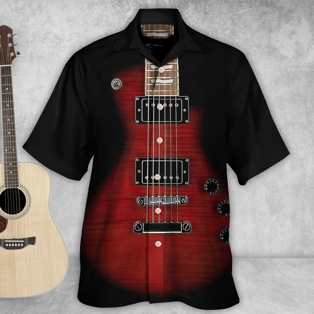 Electric Classic Guitar Rock Hawaiian Shirt Artwork View For Coastal Escapes And Resort Style