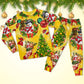 Happy Snowman Christmas Tree Lights Long Sleeve Pajamas Set For Festive Sleepovers And Family Photos
