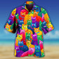 Colorful Funny Cat Hawaiian Shirt Creative Print View For Summer Travel
