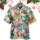 Island Christmas Santa Beach Hawaiian Shirt Print Closeup For Warm Weather Events